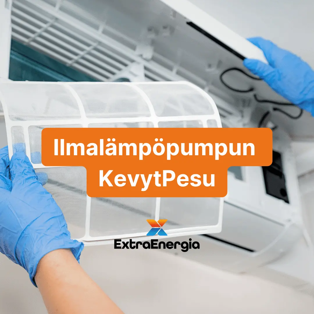 ExtraEnergian ilmalämpöpumpun KevytPesu-pesupalvelun kuvagrafiikka.