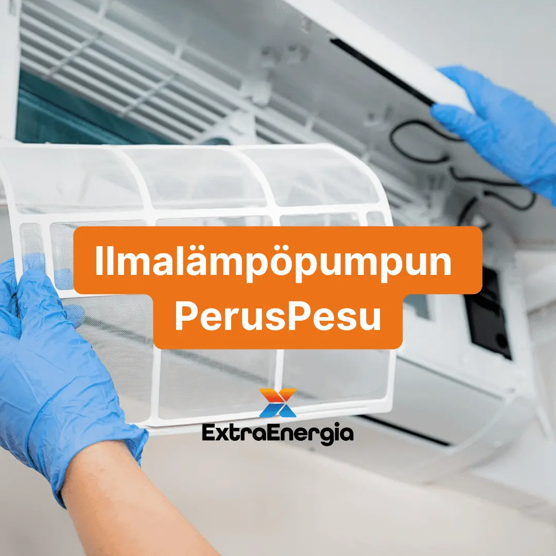 ExtraEnergian ilmalämpöpumpun PerusPesu-pesupalvelun kuvagrafiikka.