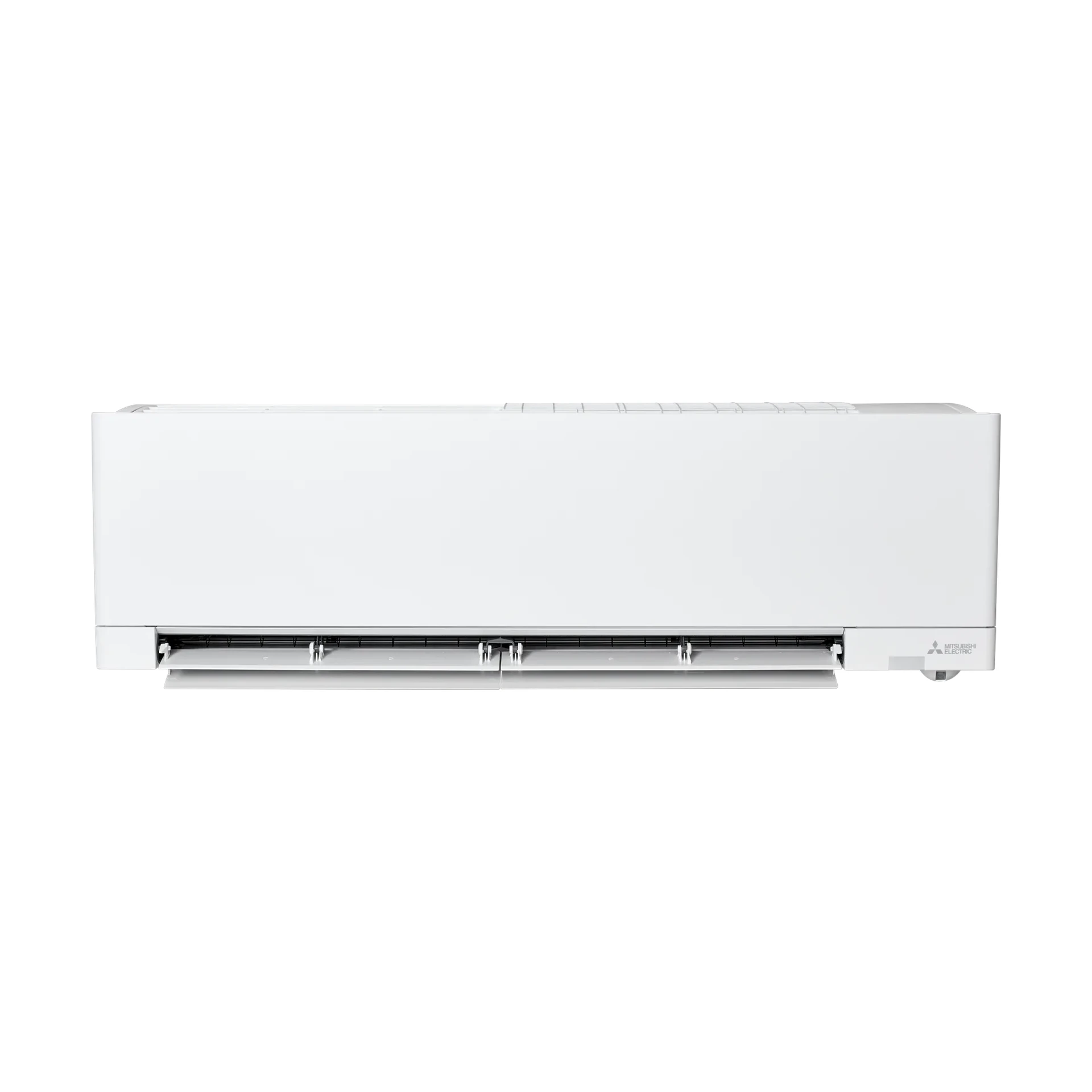 Mitsubishi Electric RZ50 – valkoinen RZ-sarjan sisäyksikkö edestä, ilmanohjaimet auki.